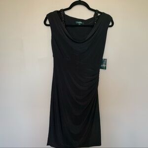 Lauren Ralph Lauren Black Cocktail Party Dress Size 4 Beaded Whimsigoth Romantic